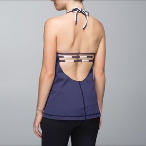 EUC Lululemon Blue & White Alight Halter Tank Top